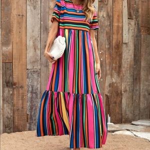 Striped Ruffle Hem Babydoll Dress